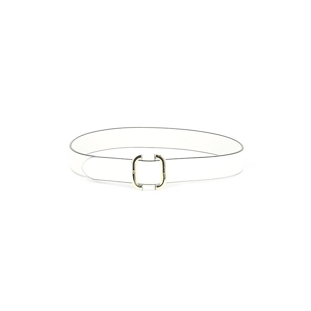 Lauren Ralph Lauren White Leather Belt with Gold Buckle